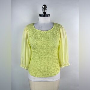 💚 3053. Textured Smocked Sheer Sleeves Blouse